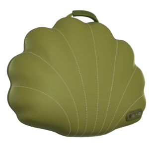 a green shell shaped bag