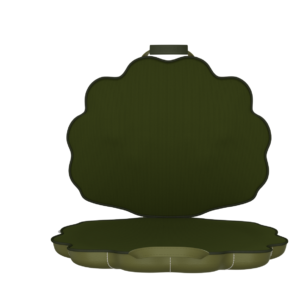 a green bag with a black background